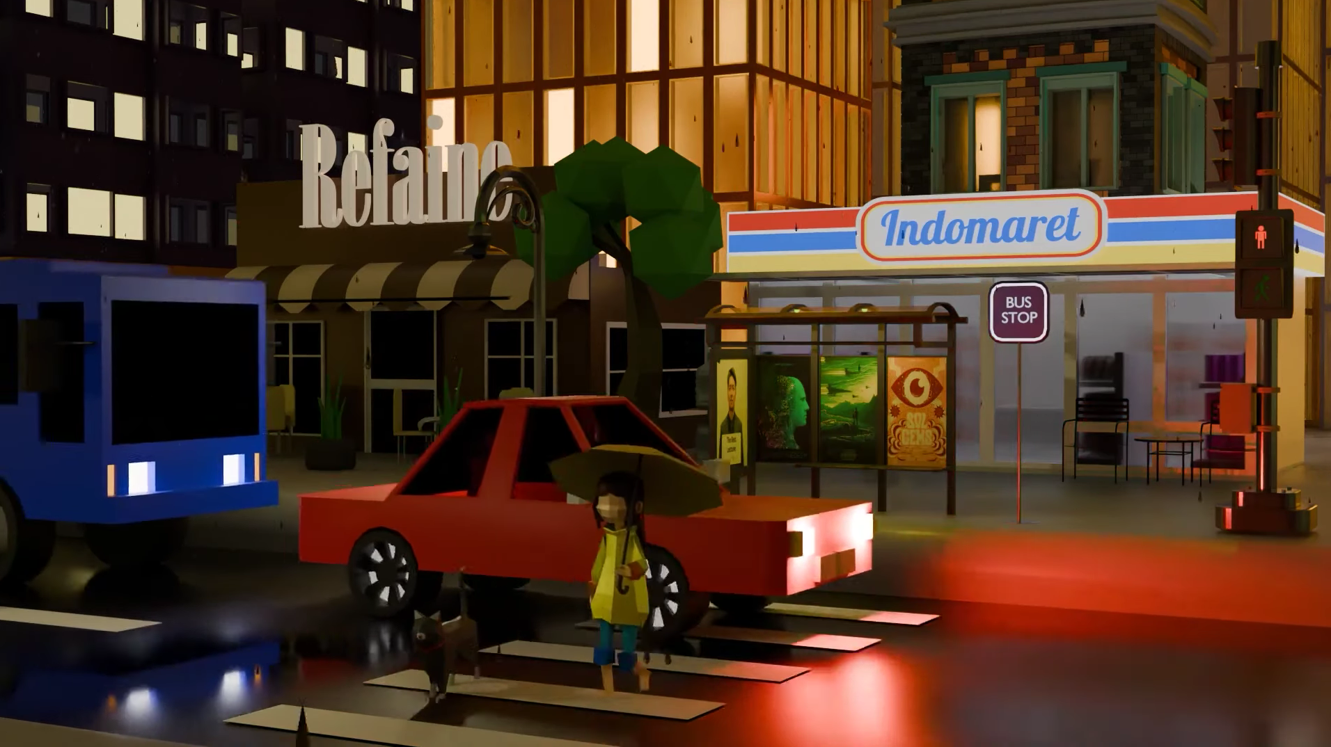 Urban Night City 3D Animation